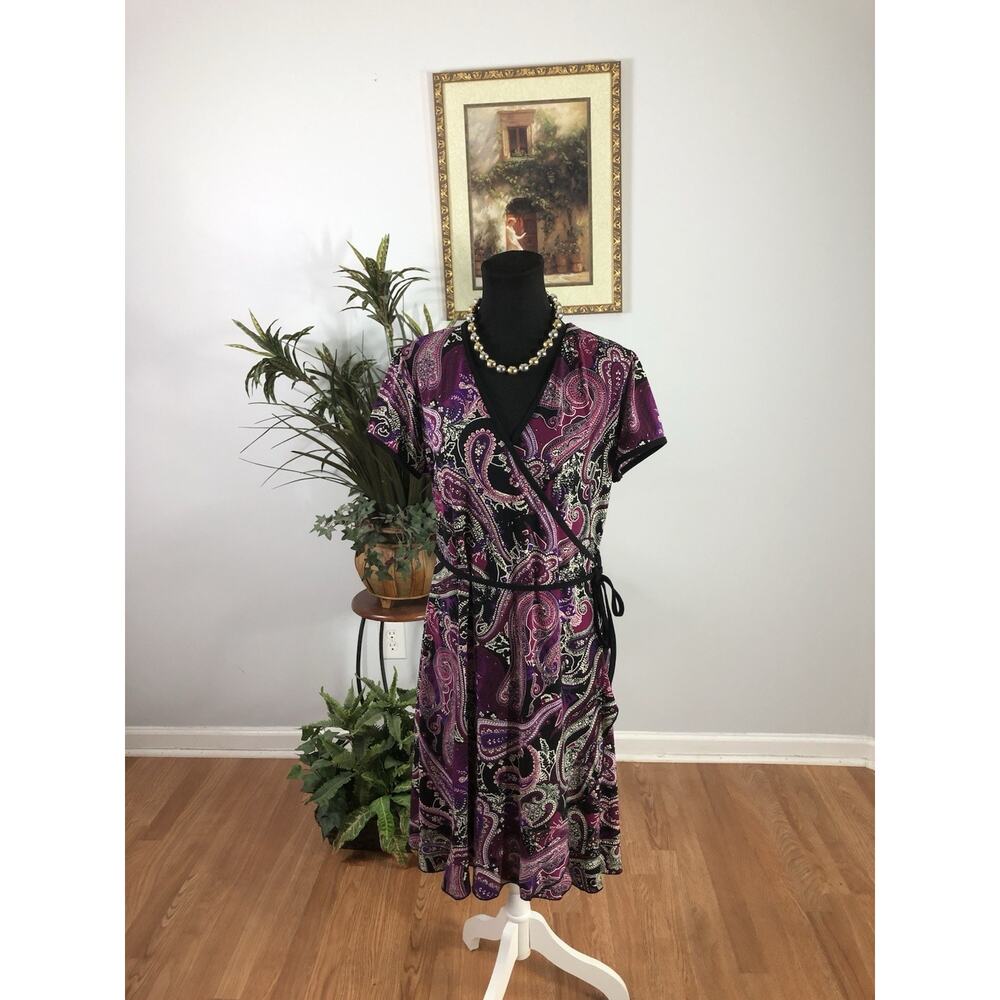 Apt. 9 Women Wrap Dress LG Whimsigoth Cap Sleeve Fairy Core Vacation Bohemian